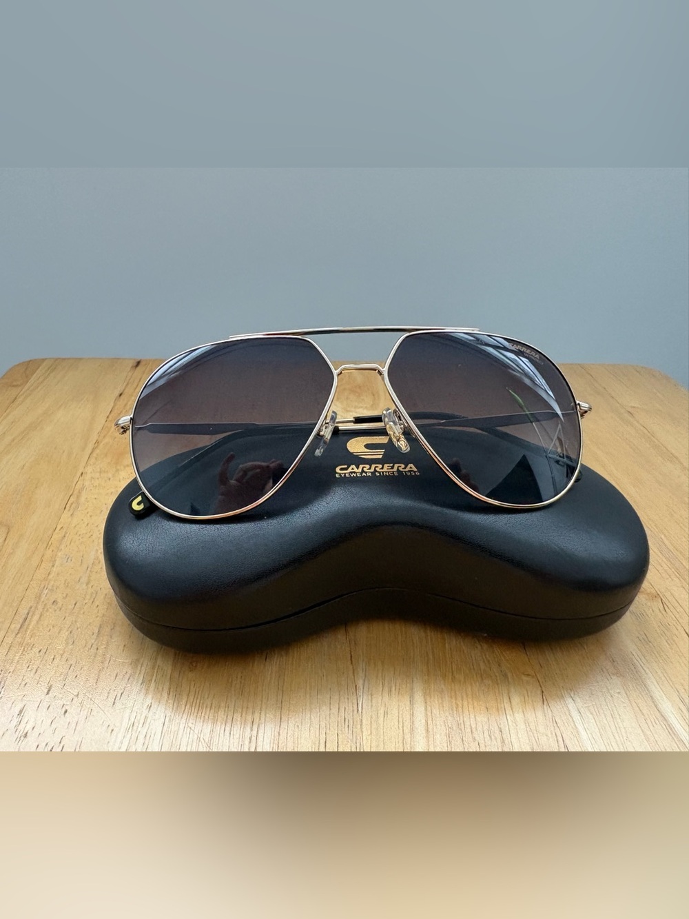 Carrera Gold Aviator Sunglasses with Black Case